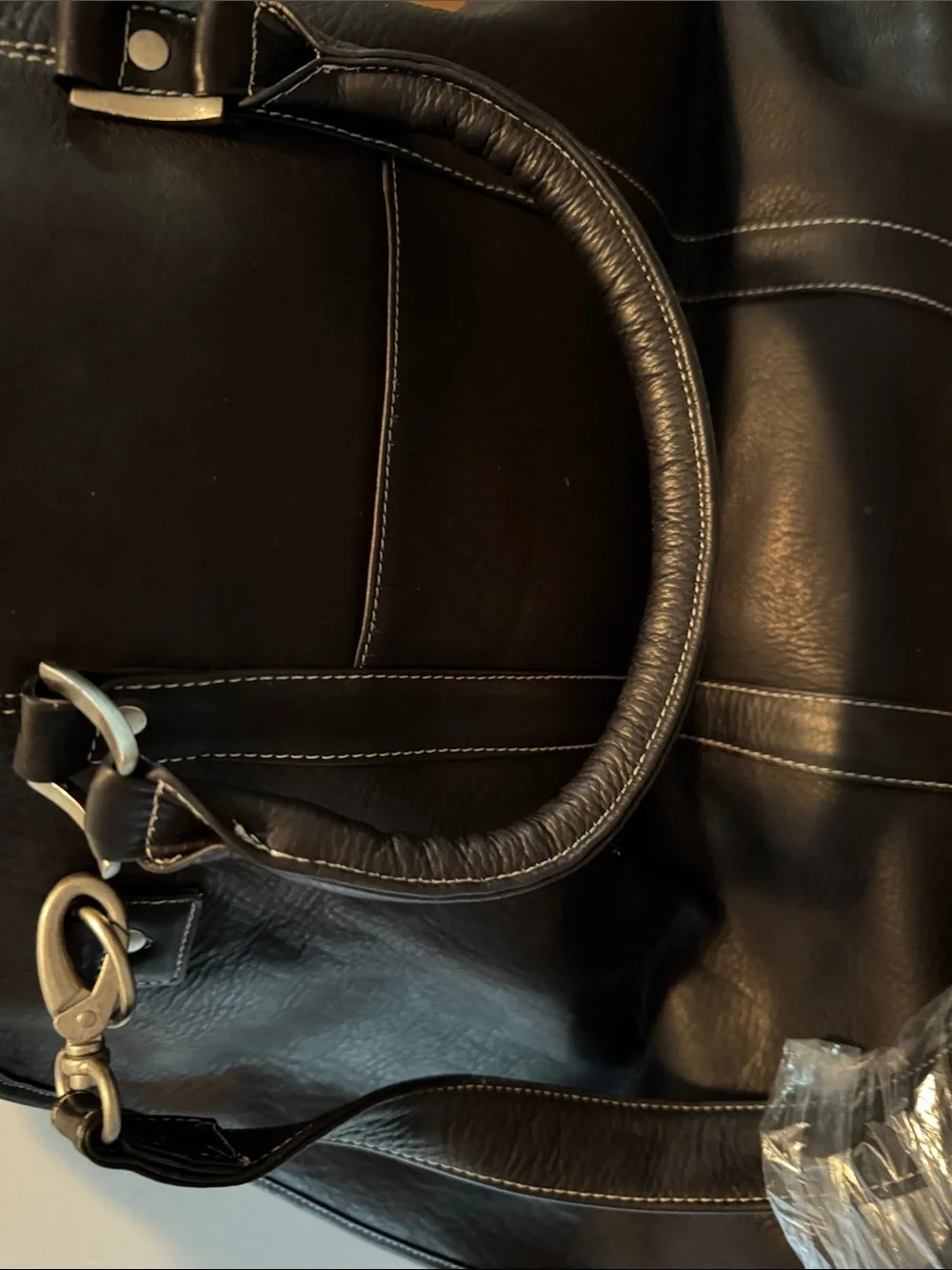 LE DONNE Black Leather Unisex Weekender bag NWT
